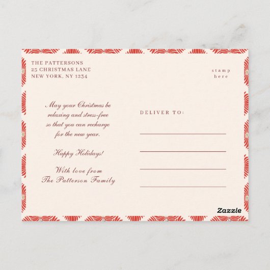 Prettige feestdagen Moderne Vette Rode Bloemen Briefkaart (Achterkant)