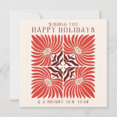 Prettige feestdagen Moderne Vette Rode Bloemen Feestdagenkaart (Voorkant)