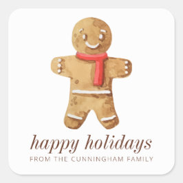 Prettige feestdagen Moderne Waterverf peperkoek ma Vierkante Sticker
