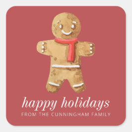 Prettige feestdagen Moderne Waterverf peperkoek ma Vierkante Sticker