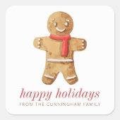 Prettige feestdagen Moderne Waterverf peperkoek ma Vierkante Sticker (Voorkant)