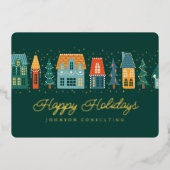 Prettige Feestdagen Moderne Winter Sneeuw Dorp (Voorkant)