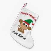 prettige feestdagen! Monkey Kerstmis Elf Kleine Kerstsok (Voorkant (Hangend))
