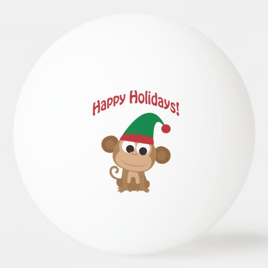 prettige feestdagen! Monkey Kerstmis Elf Pingpongbal (Voorkant)