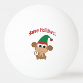 prettige feestdagen! Monkey Kerstmis Elf Pingpongbal (Achterkant)