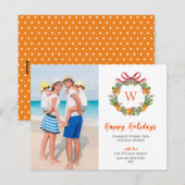 prettige feestdagen Monogram Citrus Wreatfoto Feestdagenkaart (Voorkant / Achterkant)