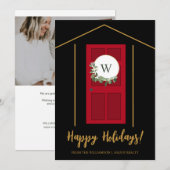 Prettige feestdagen Monogram Deur Krans Realtor Fo Feestdagenkaart (Voorkant / Achterkant)