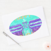 Prettige feestdagen Mooie blauwe cyaan vector ontw Ovale Sticker (Envelop)