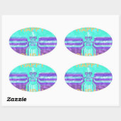 Prettige feestdagen Mooie blauwe cyaan vector ontw Ovale Sticker (Vel)