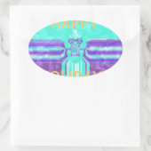 Prettige feestdagen Mooie blauwe cyaan vector ontw Ovale Sticker (Tas)