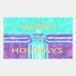 Prettige feestdagen Mooie blauwe cyaan vector ontw Rechthoekige Sticker