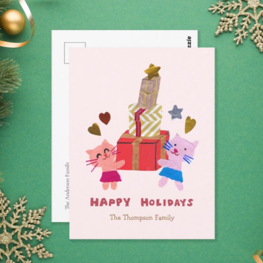 Prettige Feestdagen Mooie Katten met Cadeaus Zacht