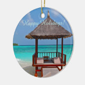 Prettige feestdagen Mooie Malediven eilanden Keramisch Ornament (Links)