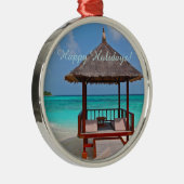 Prettige feestdagen Mooie Malediven eilanden Metalen Ornament (Rechts)