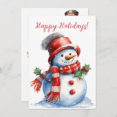 Prettige feestdagen Mooie Snowman Waterverf Kaarte (Voorkant / Achterkant)