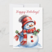 Prettige feestdagen Mooie Snowman Waterverf Kaarte (Voorkant)