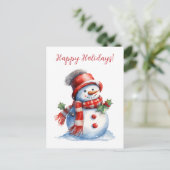 Prettige feestdagen Mooie Snowman Waterverf Kunstw Briefkaart (Staand voorkant)