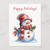 Prettige feestdagen Mooie Snowman Waterverf Kunstw Briefkaart (Voorkant)