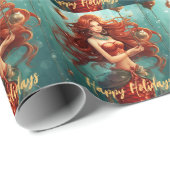 Prettige feestdagen Mooie Zeemeermin Cadeaupapier (Rol Hoek)