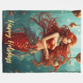 Prettige feestdagen Mooie Zeemeermin Fleece Deken (Voorkant (Horizontaal))