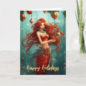 Prettige feestdagen Mooie Zeemeermin Kaart (Voorkant)