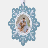 Prettige feestdagen Moonstone Blue Snowflake Ornament Kaart (Links)