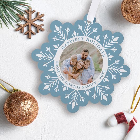 Prettige feestdagen Moonstone Blue Snowflake Ornament Kaart