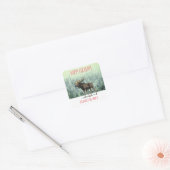 Prettige feestdagen Moose In Snow Aangepaste famil Vierkante Sticker (Envelop)