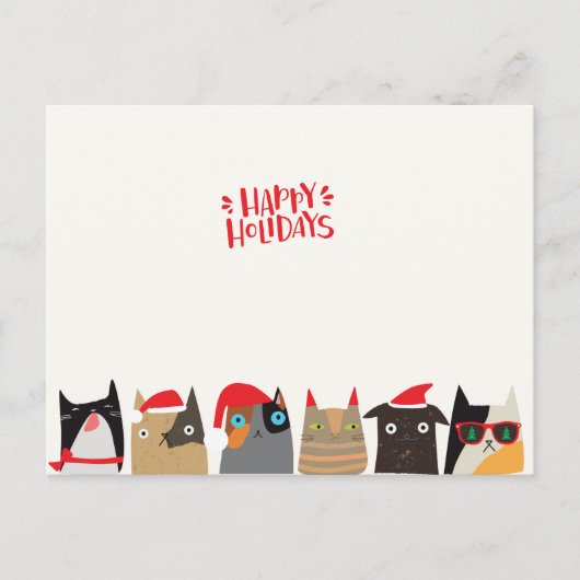 Prettige Feestdagen! Moppige Kerstman Katten Carto Feestdagenkaart (Voorkant)