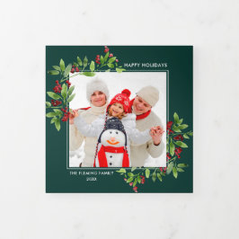 prettige feestdagen. Multi-Photo Tri-Fold Holiday Drieluik Aankondiging