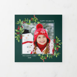 prettige feestdagen. Multi-Photo Tri-Fold Holiday Drieluik Aankondiging