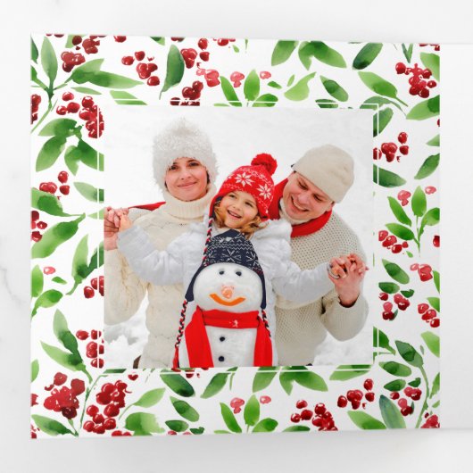 prettige feestdagen. Multi-Photo Tri-Fold Holiday Drieluik Aankondiging (Binnenzijde eerst)