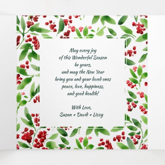 prettige feestdagen. Multi-Photo Tri-Fold Holiday Drieluik Aankondiging (Binnenkant midden)