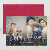 prettige feestdagen naadloze 2-fotokaart met sneeu feestdagenkaart (Voorkant / Achterkant)