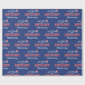 Prettige feestdagen Naam Christmas Santa Hat Navy Cadeaupapier (Vlak)