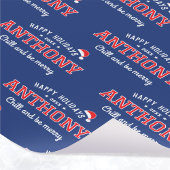 Prettige feestdagen Naam Christmas Santa Hat Navy Cadeaupapier