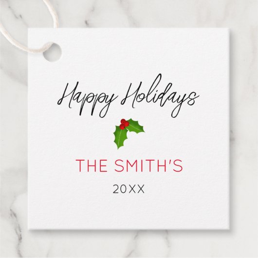 Prettige feestdagen Naam Jaar Feestelijk Kerstcade Bedankjes Labels (Voorkant)