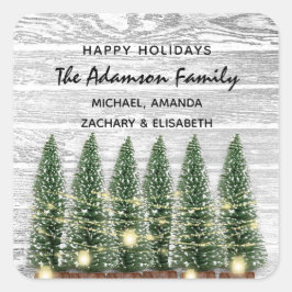 prettige feestdagen naam kerstboom voor Merry Rust Vierkante Sticker