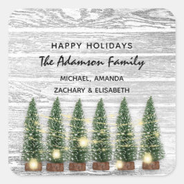prettige feestdagen naam kerstboom voor Merry Rust Vierkante Sticker