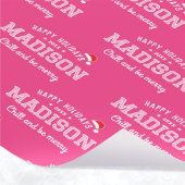 Prettige feestdagen Naam Kerstman Hoed Roze Wit Cadeaupapier