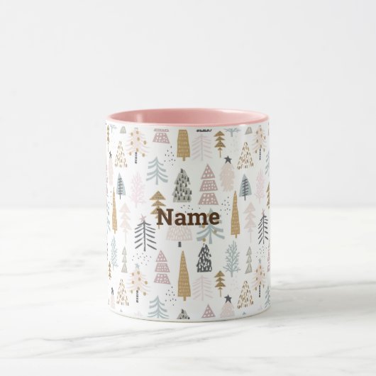 Prettige feestdagen Naam op Winterbomen 11oz. comb Mok (Midden)