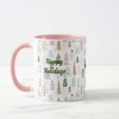Prettige feestdagen Naam op Winterbomen 11oz. comb Mok (Links)