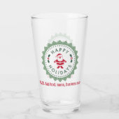 Prettige feestdagen Naam, Retro Starburst, 16oz. P Glas (Achterkant)