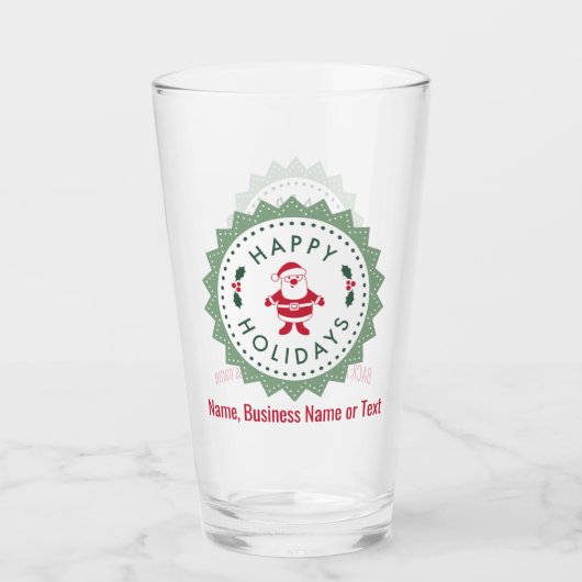 Prettige feestdagen Naam, Retro Starburst, 16oz. P Glas (Voorkant)