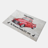 prettige feestdagen naam van de sneeuwbalfamilie deurmat (Schuin)