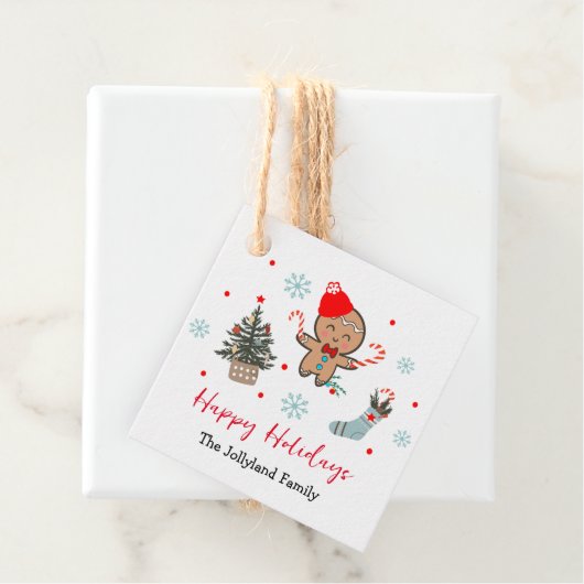 Prettige feestdagen Natuur pijnbomen Gingerbread m Bedankjes Labels (In situ)