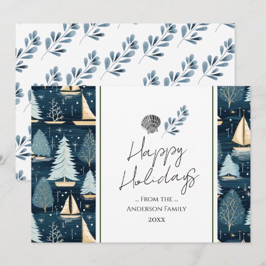 Prettige feestdagen Nautische Kerstmis Familie Feestdagenkaart (Voorkant / Achterkant)