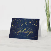 prettige feestdagen Navy Blue en Faux Gold Leaf (Voorkant)