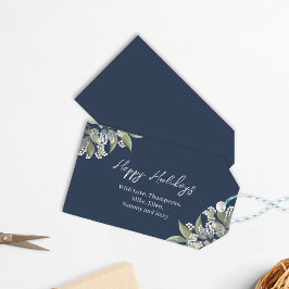 Prettige feestdagen Navy Blue Floral Custom Cadeaulabel