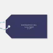 prettige feestdagen Navy Blue White-minimalist Cadeaulabel (Achterkant Horizontaal)